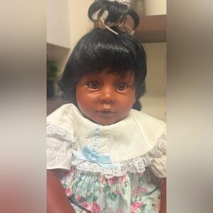 Apple Valley Black Ethnic Doll with White Lace Dress Secrist HTF